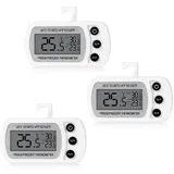 Cozary 3 Stück Kühlschrankthermometer Digital, Magnetische Kühlschrank Thermometer mit Haken, Gefrierschrank Thermometer, Leicht Ablesbares LCD-Display, für Zuhause, Restaurants, Bars