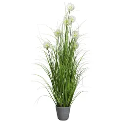 Kunstgras CREATIV GREEN "Grasbusch mit Pusteblumen", grün, H:150cm, Kunststoff, Kunstpflanzen, im attraktiven Pflanzgefäß