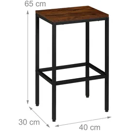 Relaxdays Bartisch Set, mit Hockern, Esstisch HBT: 90 x 120 x 50 cm, 2 Personen, Industrial, braun/schwarz