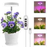 MUPOO Pflanzenlampe LED Pflanzenleuchte USB Timer Pflanzenlampe 42 LEDs Grow Lamp, Einstellbare Höhe 6.5-63.5 cm, Einstellbare Höhe Vollspektrum für Zimmerpflanzen,Sonnenlicht weiß