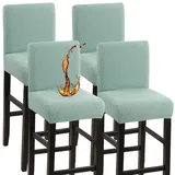 YISUN Wasserdicht Barhocker Bezüge Stuhlhussen Stretch Barhocker Bezug mit Rückenlehne, Abnehmbarer Waschbarer Stuhlhussen Barhockerbezüge für Kurze Drehstuhl Esszimmerstuhl Bar Hocker (4er Set)