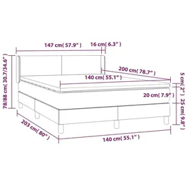 vidaXL Boxspringbett 140 x 200 cm Hellgrau