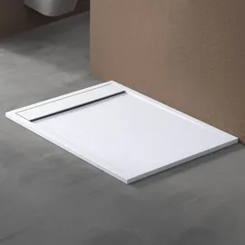 doporro Duschtasse Duschwanne 90x120x3cm aus Mineralguss in Weiß Rechteckig DIN-Anschlüsse für bodenebene Montage geeignet Geoma10