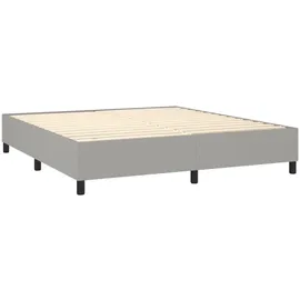 vidaXL Boxspringbett mit Matratze & LED Hellgrau 180x200 cm Stoff