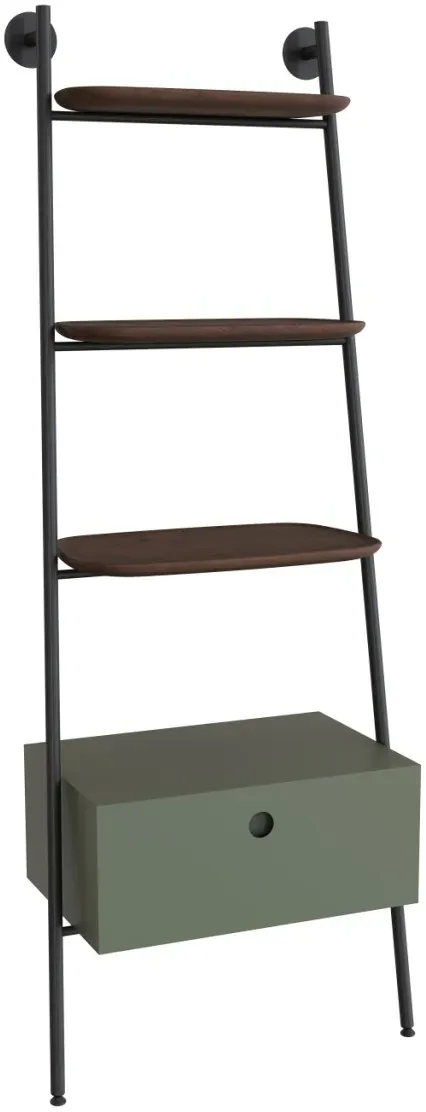 VitrA Plural Regalleiter mit 3 Echtholz-Ablagen und Schubladen-Modul 59 x 35 x 159 cm Matt,80495 80495