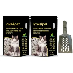 Love4pet super klumpende Tofu-Streu 2x2.5kg 4.3L für Katzen + Schaufel für Streu GRATIS!
