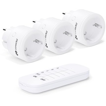 conecto conecto® Funk-Steckdosen-Set: 3x Funksteckdose und 1x Fernbedienung, Innenbereich, 2300 Watt, kompaktes Design, weiß