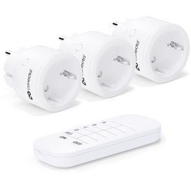 conecto conecto® Funk-Steckdosen-Set: 3x Funksteckdose und 1x Fernbedienung, Innenbereich, 2300 Watt, kompaktes Design, weiß