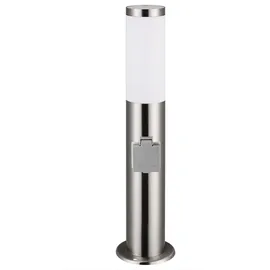 DEUBA Außenleuchte Edelstahl 50 cm inkl. Steckdose IP44 Silber
