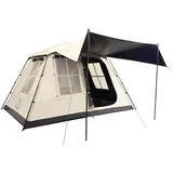 TENPLAY Kabinenzelt für 2-4 Personen, Pop-Up, 1960er One-Touch-Setup, PU5000mm, wasserdicht und Winddicht, geräumig, tragbar, mit Regenschutz und Überdachung, für Camping, Wandern, Familienausflüge