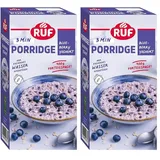 RUF Porridge Blueberry Yoghurt, beliebtes Oatmeal mit Blaubeer-Stückchen, ideal für Unterwegs & im Büro, schnell zubereitet, Vorratspackung, 1 x 400g (Packung mit 2)