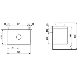 Laufen LANI Waschtischplatte wildeiche inklusive Unterschrank, 1 Ausschnitt mittig, 785x495x580mm, H4065511122671,