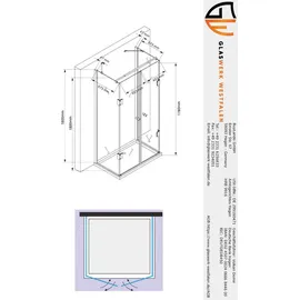 Buylando Emma U-Duschkabine rechts 75 x 180 cm Weiß/Glas 75x90x75x180
