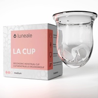 La Cup Luneale - Stiellose Menstruationstasse - Patentiertes ergonomisches Design - 100% medizinisches Platin-Silikon - 3 Größen je nach Menstruationsstärke (M - mittlere bis starke Menstruation)