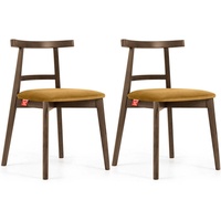 Konsimo Esszimmerstuhl Esstischstühle LILIO Holzstühle Polsterstühle 2 St, hergestellt in der EU, Buchenholzrahmen, Vintage, Lefkas Eiche gelb