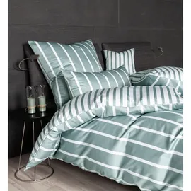 JANINE Interlock-Jersey59028 3 Gestreift Salbeigrün 155 x 220 cm + 80 x 80 cm