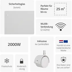 HOMBLI Smart-Home-Zubehör "Smart Convection Heater 2000W", weiß, B:45,00cm H:12,00cm T:81,00cm, Smart-Home-Stationen