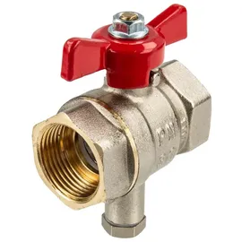 tecuro Kugelhahn mit Messfühleranschluss M10 x 1 mm 1 Zoll IG/IG temperaturbeständig bis 130°C Druckstufe PN30