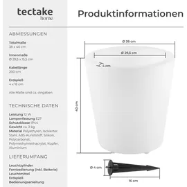 Tectake tectake® Leuchtzylinder Luminous Curve Cooler als Sektkühler mit LED-Beleuchtung, 12 W 38 x 40 cm, inkl. Erdspieß