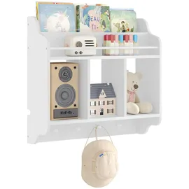 Woltu Kinderregal mit 1 Oberfach und 3 offenen Fächern 4 Haken  weiß