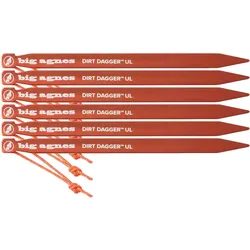 Big Agnes Dirt Dagger UL 6.75” Tent Stakes: Pack of 6 orange