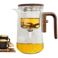 Glas Teekanne Für Losen Tee,Teekanne Mit Siebeinsatz,Teekanne Glas,Teekanne Für Losen Tee,Hitzebeständige Klare Wassertrennkaraffe Mit Holzgriff,Anti Spill Teekanne Aus Glas Für Den Arbeitsplatz