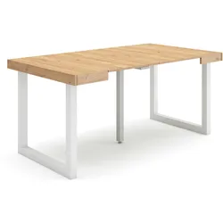SKRAUT HOME Ausziehbarer Konsolentisch, 160, Für 8 Personen, Holzbeine, Moderner Stil, Eiche - 210_35