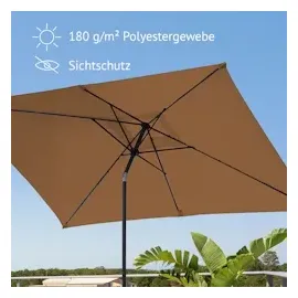 Svita Sonnenschirm 3x2m Balkonschirm rechteckig mit Sonnenschutz Matt Taupe -