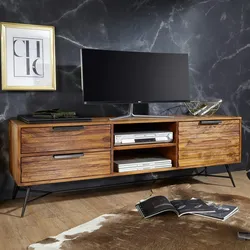 Kadima Design Lowboard `Nishan`, Sheesham Massivholz, Industrial Design. 160x40x54 cm