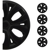 Omac 4X Radkappen Radzierblenden Radblenden 14" Zoll Stahlfelgen Glänzend Schwarz-Schwarz