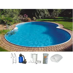 Achtformpool CLEAR POOL "TULUM", weiß, B:300cm H:120cm L:470cm, Schwimmbecken, für den Volleinbau