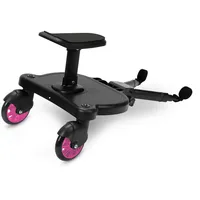 Yugodex Buggy Board mit Sitz, Kiddy Board mit Sitz,trittbrett für kinderwagen universal,360°Zweirad Design,für 2-6 Jahre alte Kinder,kinderwagen board von 25kg(Rosa)