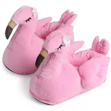 corimori Süße Plüsch Hausschuhe (10+ Designs) Flamingo „Tiffany“ Slipper Einheitsgröße 25-33,5 Unisex Pantoffeln Pink Gold - 25/33.5 EU