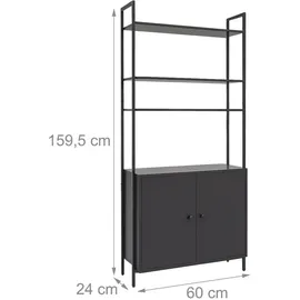 Relaxdays Bücherregal 60 x 24 x 159,5 cm Schwarz