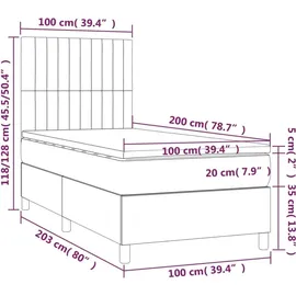 vidaXL Boxspringbett 100 x 200 cm Dunkelgrau