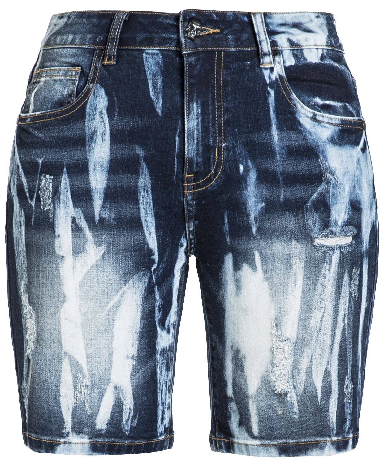 Rock Rebel by EMP - Rock Short - Shorts mit starker Waschung - 27 bis 29 - für Damen - Größe 28 - blau - 28