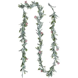 Vevor Weihnachtsgirlande, 2,7 m, realistisches Grün, Tannengirlande, dekoriert mit Weinreben, Olivenblättern & Beeren, immergrüne Kunstgirlanden mit Lichterkette für Weihnachtsdeko für Kaminsims