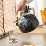 BYNYXI 2.5L Pfeifkessel Induktion, Moderne Wasserkessel Edelstahl Whistling Kettle Kaffeekessel Automatisch pfeifender Wasserkocher Flötenkessel mit Holzgriff Pfeifkessel für Induktionsherd Gasherd