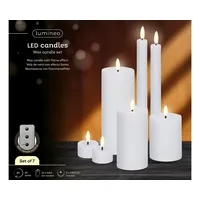 Lumineo LED Wachskerzen 7er-Set, batteriebetrieben in Weiß | Gr.: