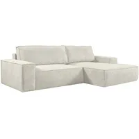 Ecksofa mit Schlaffunktion - Ecke Rechts - Cord - Beige - AMELIA