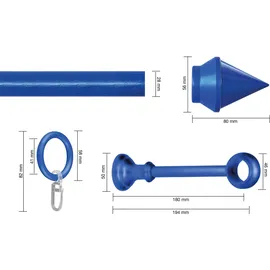 GARESA Gardinenstange GARESA "SEMARA", blau, L:240cm Ø:28mm, Holzwerkstoff, Kunststoff, Gardinenstangen, Vorhanggarnitur, Kunststoff, verlängerbar, mit Ringe/2 Lauf Gleiter