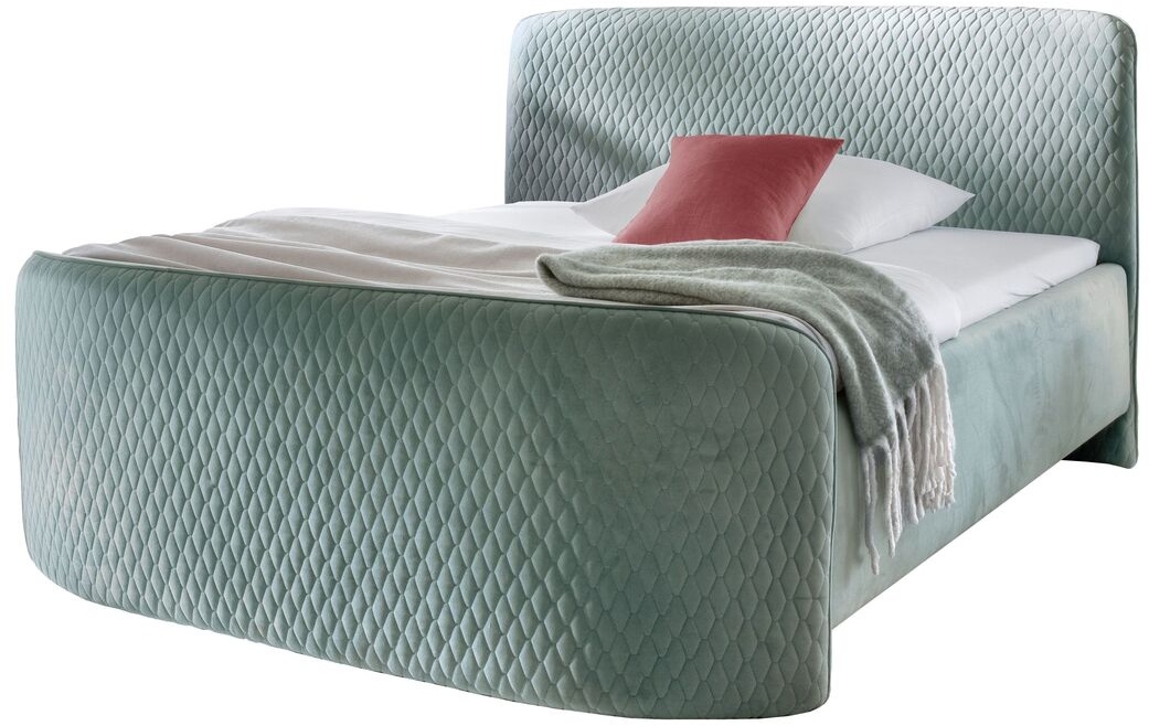 Boxspringbett in Mint 180x200 cm mit rautenförmiger Steppung - Selina