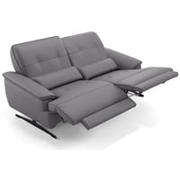 Sofanella 2-Sitzer Leder Perlo, Relaxsofa, Designsofa, Designer Couch, Italienisches Sofa, 2er Sofa grau