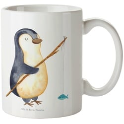 Mr. & Mrs. Panda Tasse Pinguin Angler – Weiß – Geschenk, Keramiktasse, Kaffeebecher, Seevoge, Keramik weiß