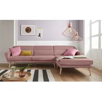 Ecksofa OTTO HOME "Bille L-Form", rosa (rosé), B:302cm H:86cm T:178cm, Samtoptik (100% Polyester);Luxus-Microfaser weich (100% Polyester);Struktur (100% Polyester);Struktur fein (100% Polyester), Sofas, Ecksofa, mit Naht im Rückenkissen und Beinen aus Eichenholz
