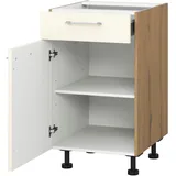 Unterschrank KOCHSTATION "KS-Trea US40", weiß (magnolie, eiche astig), B:40cm H:75cm T:56cm, Schränke, mit einem Auszug und einer Tür, Einlegeboden, Breite 40 cm, Höhe 75 cm