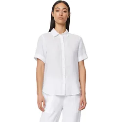 Kurzarmbluse MARC O'POLO "aus leichter Qualität", Damen, Gr. 46, weiß, Obermaterial: 100% Leinen, unifarben, elegant, regular fit normal, Kurzarm, Blusen