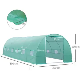 Outsunny Foliengewächshaus 8 x 3 x 2 m