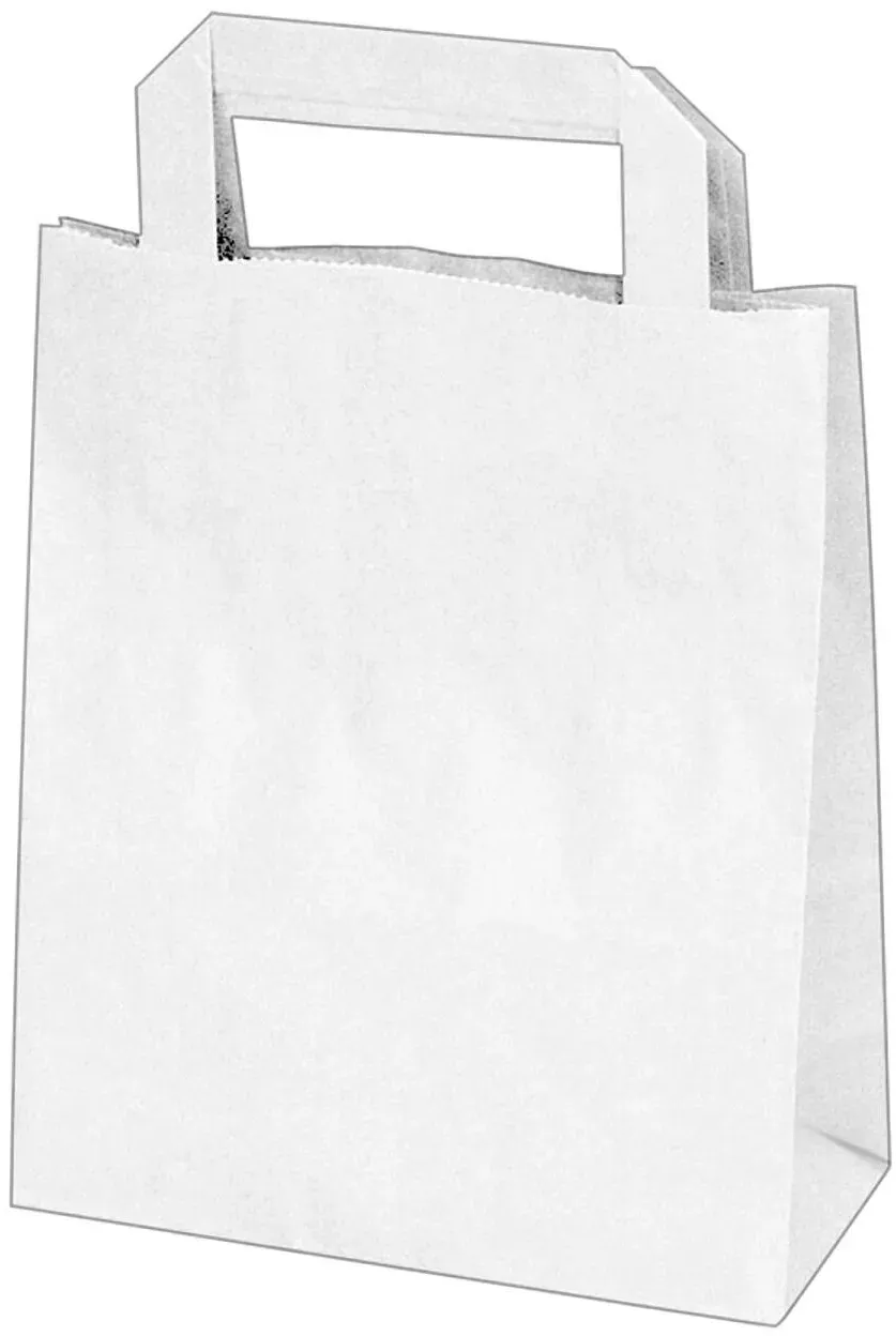 Papiertragetaschen 22 x 18 x  8 cm mit EAN-Code weiß, 250 Stk.