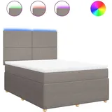 vidaXL Boxspringbett mit Matratze Taupe 140x200 cm Stoff